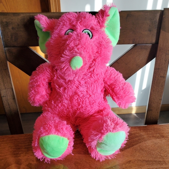 Pink & Green Elephant Plush Stuffed Animal - Picture 8 of 11